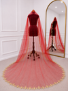 Zara Red Bridal Veil with Beads Embroidery | V1041 | Wedding Veil