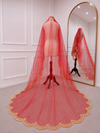 Scarlett Red Bridal Veil with premium Embroidery | V1053 | Wedding Veil