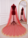 Aarya Red Bridal Veil with Elegant Embroidered Border | V1018 | Wedding Veil
