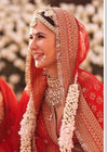 Bridal Katrina Red Embroidered Fringed Net Dupatta