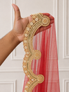 Victoria Red Bridal Veil with premium Embroidery | V1049 | Wedding Veil