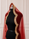 Vivian Red Bridal Veil with premium Embroidery | V1057 | Wedding Veil