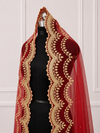 Vanya Red Bridal Veil with Signature Embroidered Border | V1021 | Wedding Veil
