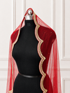 Lucille Red Bridal Veil with premium Embroidery | V1065 | Wedding Veil
