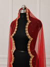 Rajnandini Red Bridal Veil with Mirror Embroidery | V1040 | Wedding Veil