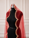 Liana Red Bridal Veil with premium Embroidery | V1058 | Wedding Veil