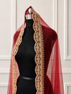 Amelia Red Bridal Veil with premium Embroidery | V1054 | Wedding Veil
