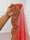 Juliana Red Bridal Veil with premium Embroidery | V1063 | Wedding Veil