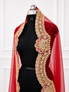 Nirupama Luxury Red Bridal Veil with Royal Embroidered Border  | V1007 | Wedding Veil