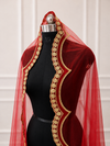 Valentina Red Bridal Veil with premium Embroidery | V1050 | Wedding Veil