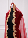 Anvaya Red Bridal Veil with Heritage Gold Embroidered Border | V1032 | Wedding Veil