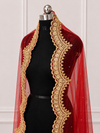 Anvika Red Bridal Veil with Hand Embroidered Border| V1019 | Wedding Veil