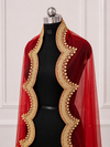 Aarya Red Bridal Veil with Elegant Embroidered Border | V1018 | Wedding Veil
