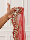 Arabella Red Bridal Veil with premium Embroidery | V1064 | Wedding Veil