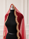 Celeste Red Bridal Veil with premium Embroidery | V1047 | Wedding Veil