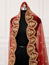 Heer Luxury Red Bridal Veil with Royal Gold Embroidered Border | V1016 | Wedding Veil