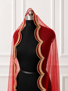 Clara Red Bridal Veil with premium Embroidery | V1051 | Wedding Veil