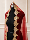Roselyn Red Bridal Veil with premium Embroidery | V1048 | Wedding Veil