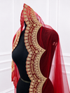 Saubhagyavati Red Bridal Veil with Signature Embroidered Border | V1027 | Wedding Veil