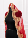 Rajlaxmi Luxury Red Bridal Veil with Pearl Embroidered Border | V1009 | Wedding Veil