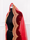 Noor Luxury Red Bridal Veil with Regal Gold Embroidery | V1011 | Wedding Veil