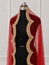 Elara Red Bridal Veil with Embroidery & Mirror Stone Work | V1038 | Wedding Veil