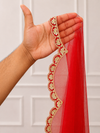 Liana Red Bridal Veil with premium Embroidery | V1058 | Wedding Veil