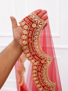 Saubhagyavati Red Bridal Veil with Signature Embroidered Border | V1027 | Wedding Veil