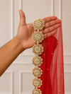 Juliette Red Bridal Veil with premium Embroidery | V1055 | Wedding Veil