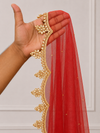Zara Red Bridal Veil with Beads Embroidery | V1041 | Wedding Veil