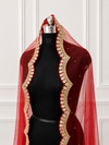 Serena Red Bridal Veil with premium Embroidery | V1052 | Wedding Veil