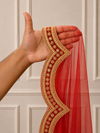 Scarlett Red Bridal Veil with premium Embroidery | V1053 | Wedding Veil