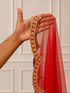 Eleanor Red Bridal Veil with premium Embroidery | V1056 | Wedding Veil
