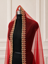 Florabelle Red Bridal Veil with premium Embroidery | V1061 | Wedding Veil