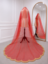 Classy Red Bridal Veil with premium Embroidery | V1066 | Wedding Veil