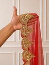 Roselyn Red Bridal Veil with premium Embroidery | V1048 | Wedding Veil