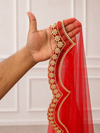 Valentina Red Bridal Veil with premium Embroidery | V1050 | Wedding Veil