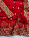 Riwayat Mukhmal Red Velevt Dupatta  