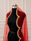 Sajni Red Bridal Veil with premium Embroidery | V1043 | Wedding Veil