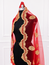Riwaayat Luxury Red Bridal Veil with Heritage Gold Embroidered Border | V1014 | Wedding Veil