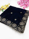 mulberry Sequence Work Embroidered Velvet Dupatta  