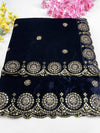 mulberry Sequence Work Embroidered Velvet Dupatta  