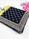 Navy Blue Premium Embroidery Velvet Dupatta For Every Occasions  