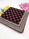 Maroon Premium Embroidery Velvet Dupatta For Every Occasions  