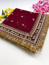 Bridal Maroon Saubhagyavati Net Embroidered Wedding Dupatta