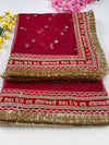 Bridal Red Saubhagyavati Net Embroidered Wedding Dupatta