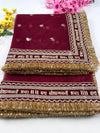 Bridal Maroon Saubhagyavati Net Embroidered Wedding Dupatta