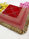 Bridal Gulzar Red Embroidered Fringed Net Dupatta