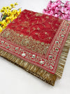 Bridal Kanak Red Embroidered Fringed Organza Dupatta
