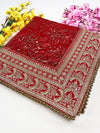Bridal Virasat Red Embroidered Fringed Net Dupatta